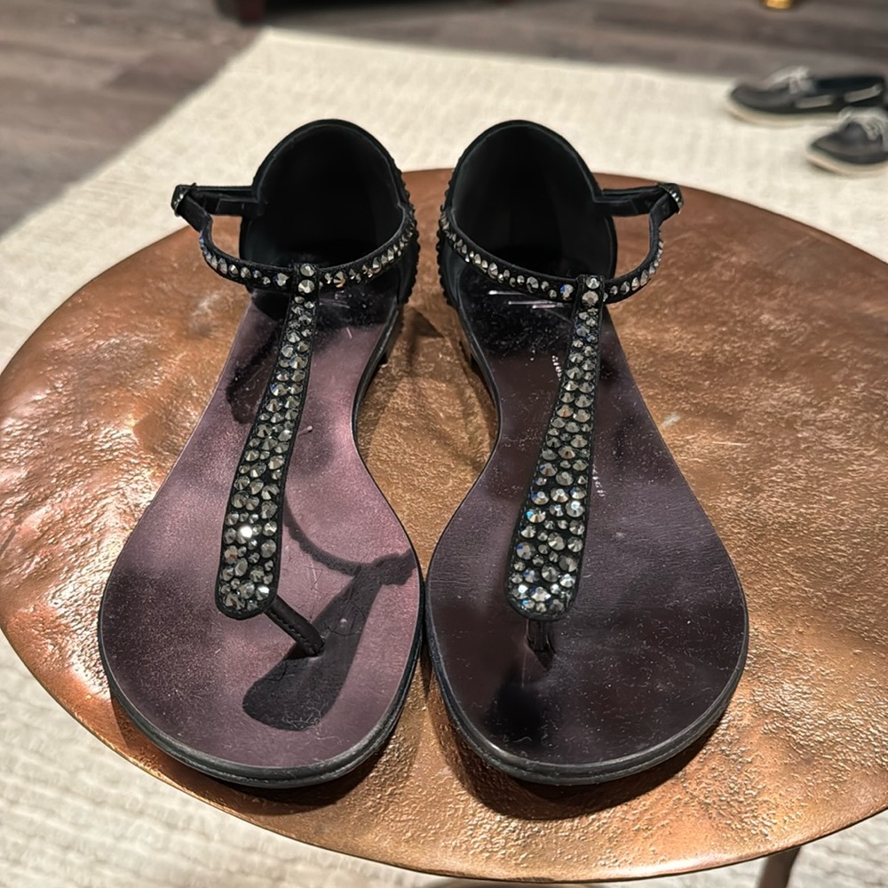 Giuseppe Zanotti black sandal with stones.  Size 38.